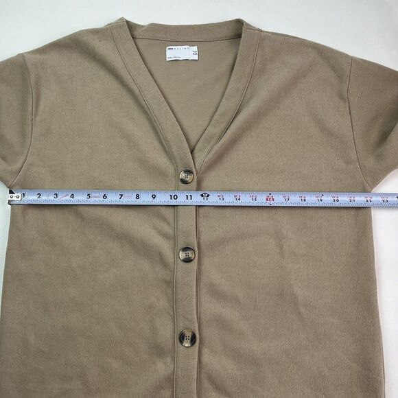 ASOS Oversized V neck Cardigan grandpa sweater Size 4 Fleece Sweater Tan Cotton - Picture 5 of 9
